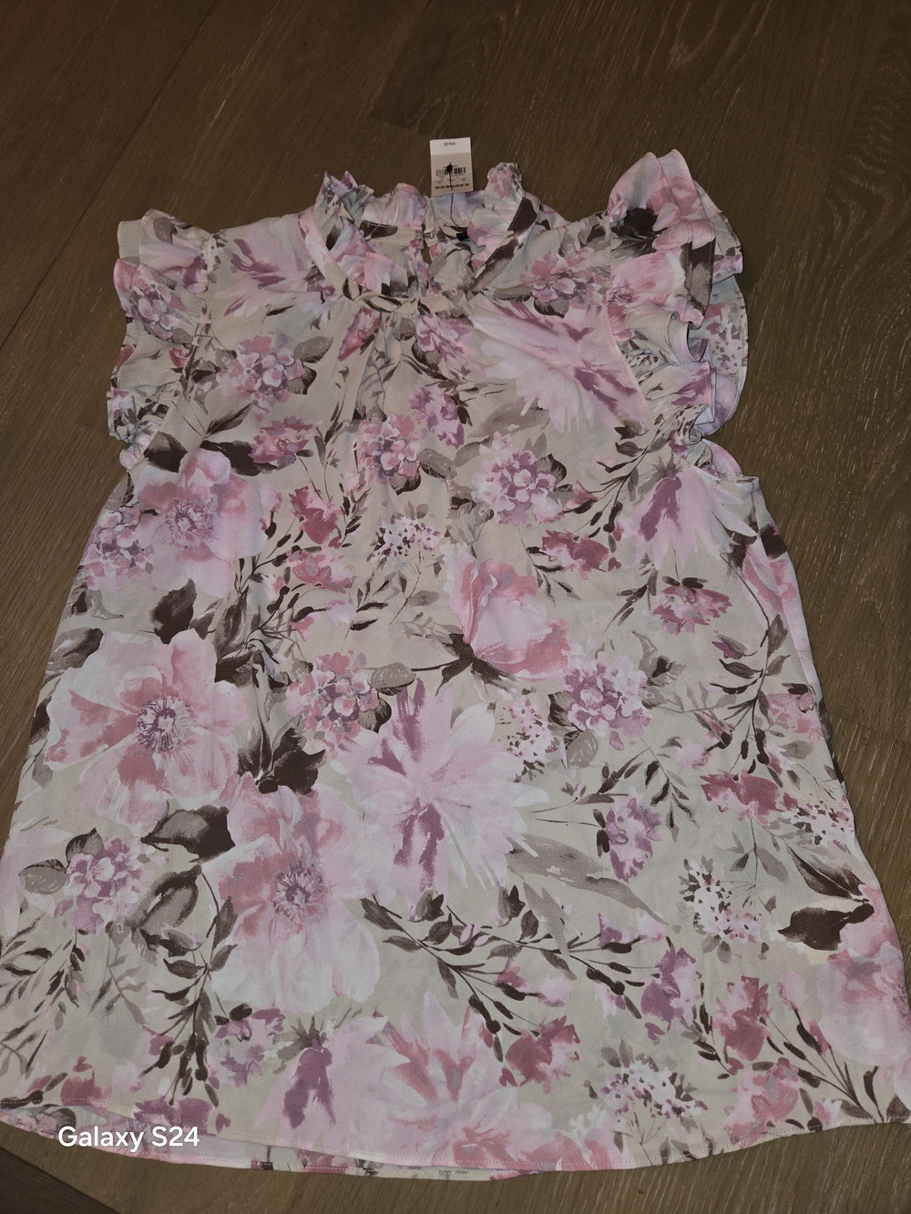 Express Floral Ruffle Sleeve Pink & Brown Blouse Womens S New
